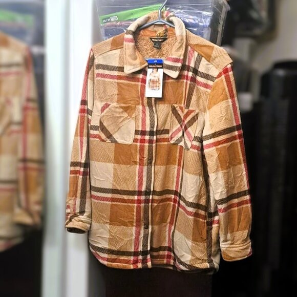 New Realtree Women's Sherpa Fleece Lined Buttoned Flannel Shirt Jacket/Shaket - Picture 2 of 6